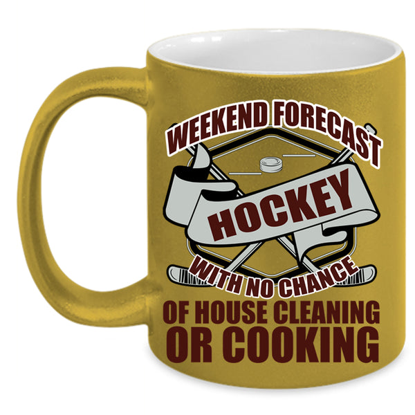 Cool Sporty Coffee Mug, Weekend Forecast Hockey Accent Mug