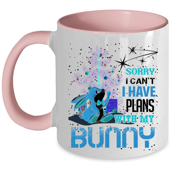Cool Christmas Coffee Mug, I Have Plans With My Bunny Accent Mug