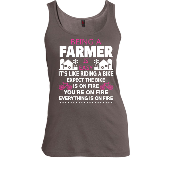 Being A Farmer Is Easy T Shirt, It's Like Riding A Bike T Shirt, Cool T Shirt