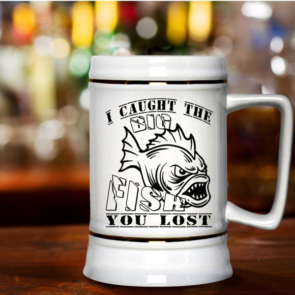 Awesome Fisher Beer Stein 22oz, I Caught The Big Fish Beer Mug