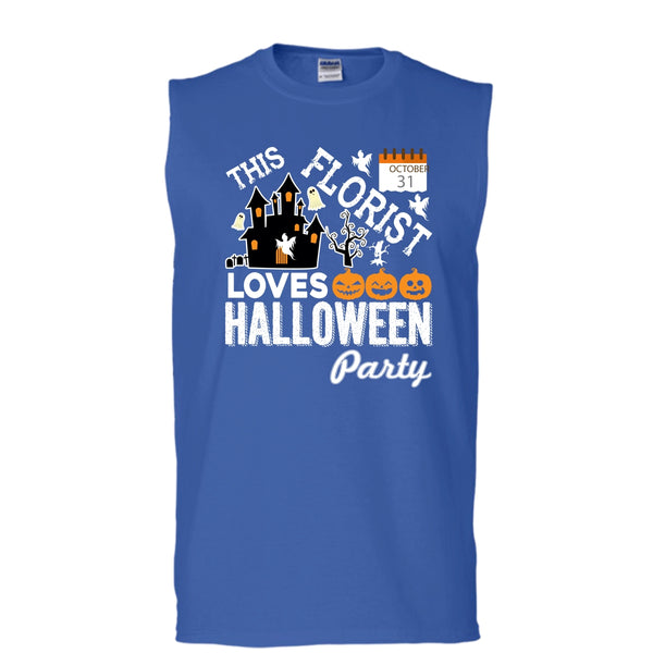Halloween T Shirt, This Florist Love Halloween Party T Shirt, Cool T Shirt (Men's Cotton Sleeveless)
