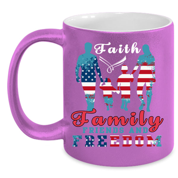 Faith Family Friends And Freedom Coffee Mug, American Flag Coffee Cup
