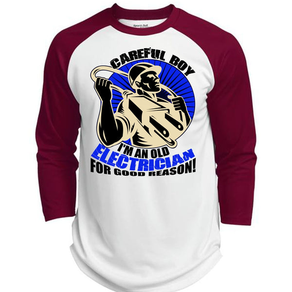 I'm An Old Electrician T Shirt, I Love Electrician T Shirt, Awesome T-Shirts  (Polyester Game Baseball Jersey)