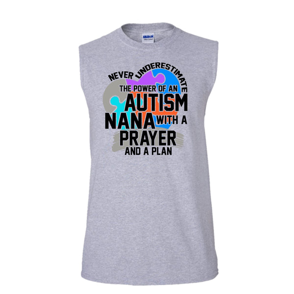 Never Underestimate T Shirt, Coolest Autism Nana Tank Top (Men's Cotton Sleeveless)