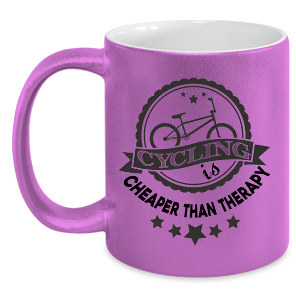 Outdoor Coffee Mug, Cycling Is Cheaper Than Therapy Accent Mug