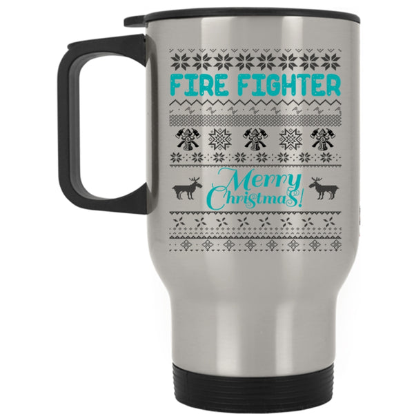 Merry Christmas Travel Mug, Fire Fighter Mug