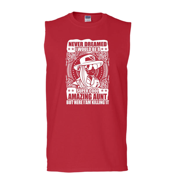 Cool Amazing Aunt T Shirt, Coolest Aunt Tank Top (Men's Cotton Sleeveless)