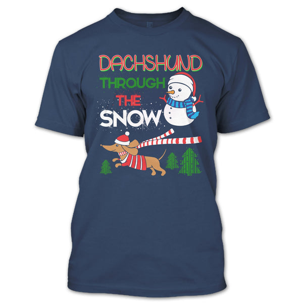 Dachshund Through The Snow T Shirt, Coolest Merry Christmas T Shirt