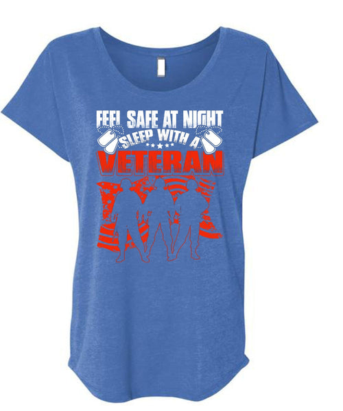 Sleep With A Veteran T Shirt, Being A Veteran T Shirt, Cool Shirt (Ladies' Triblend Dolman Sleeve)