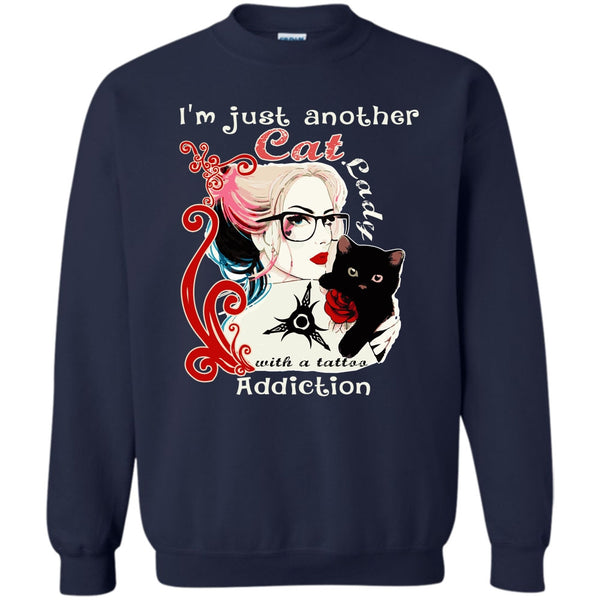 Cat Lady With A Tattoo Addiction T Shirt, Coolest Cat Lady Sweatshirt