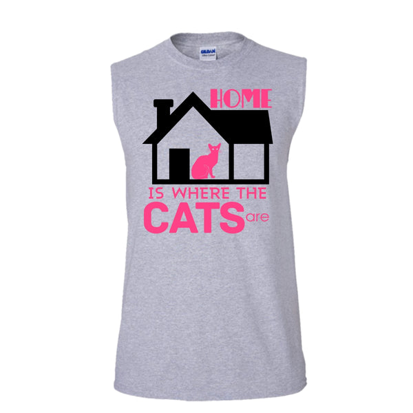 Home Is Where The Cats Shirt, I Love My Cat Shirt (Men's Cotton Sleeveless)