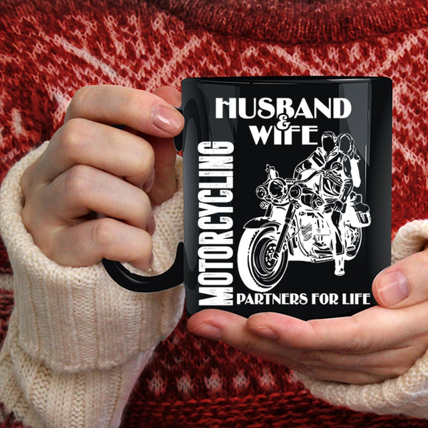 Husband And Wife Coffee Mug, Motorcycling Partners For Life Coffee Cup