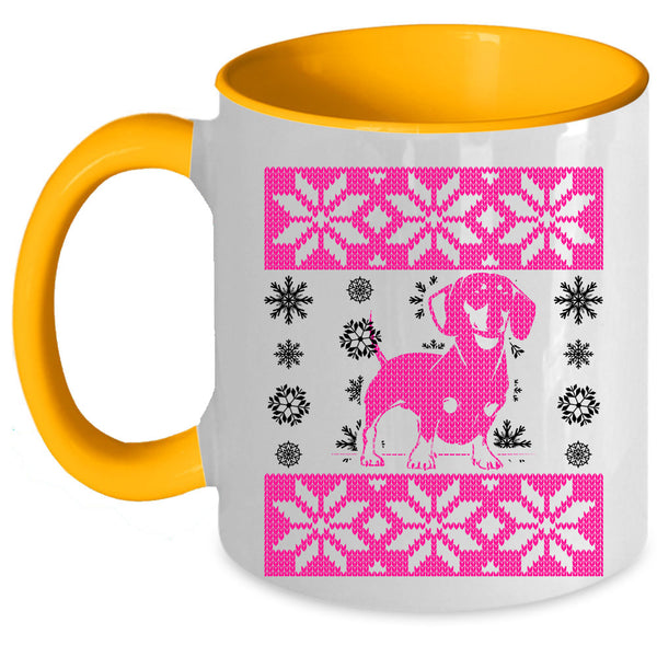 Ugly Christmas Coffee Mug, Cute Dachshund Accent Mug