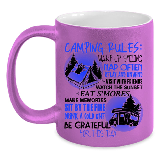 Be Gratful For This Day Coffee Mug, Camping Rules Accent Mug