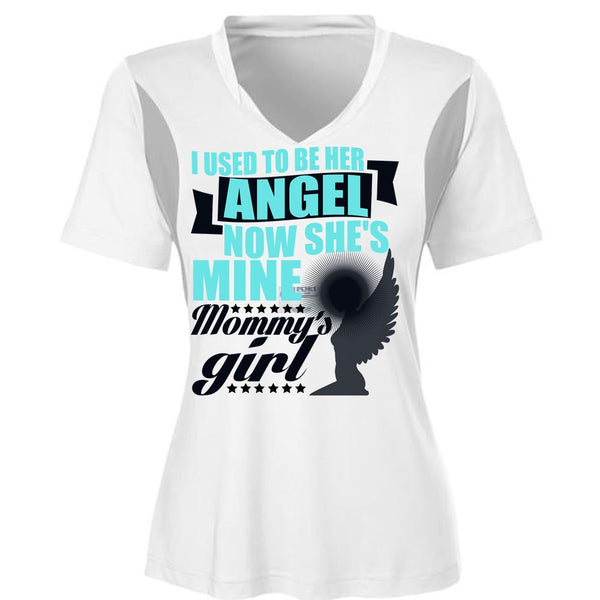 I Used To Be Her Angel T Shirt, Mommy's Girl T Shirt, Cool Shirt (Ladies LS Heather V-Neck)