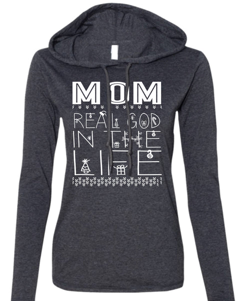 Mom Real God In The Life T Shirt, This Girl Loves Christmas T Shirt (Anvil Ladies Ringspun Hooded)