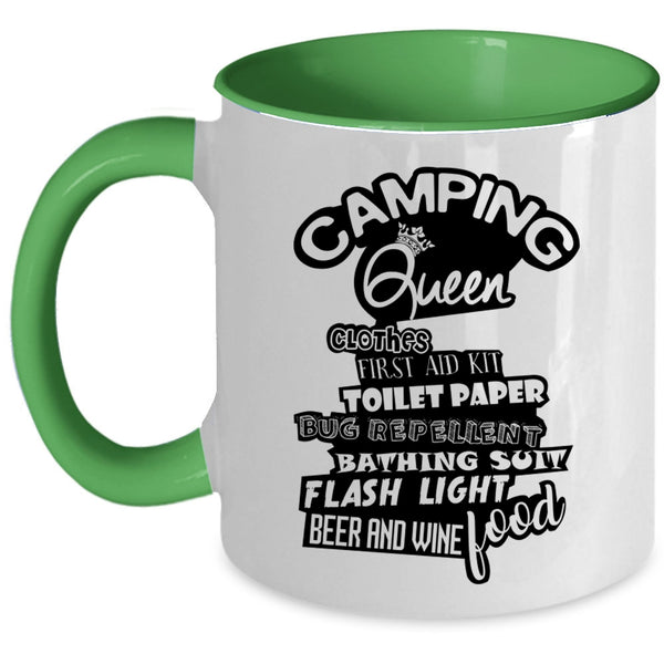 Beer And Wine Coffee Mug, Camping Queen Accent Mug