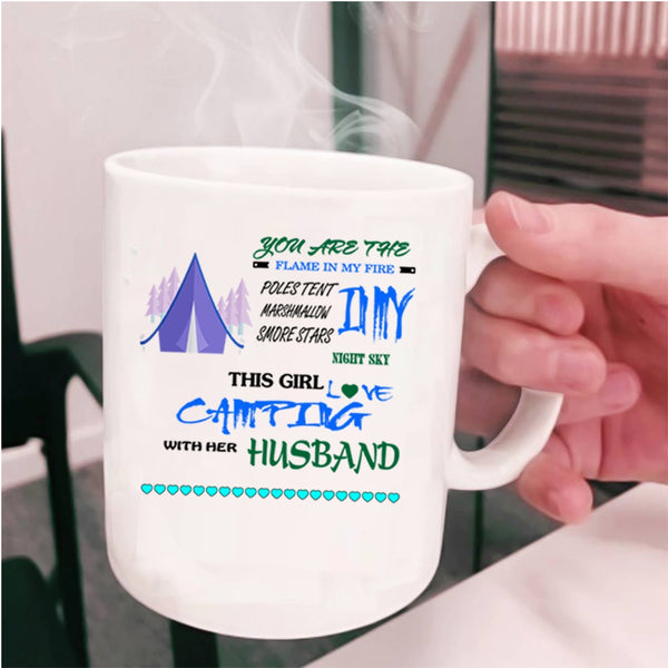 Funny Camping Coffee Mug, This Girl Loves Camping With Her Husband Cup