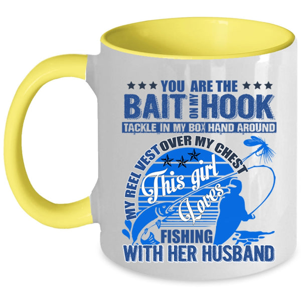 Pretty Girls Coffee Mug, This Girl Loves Fishing With Her Husband Accent Mug