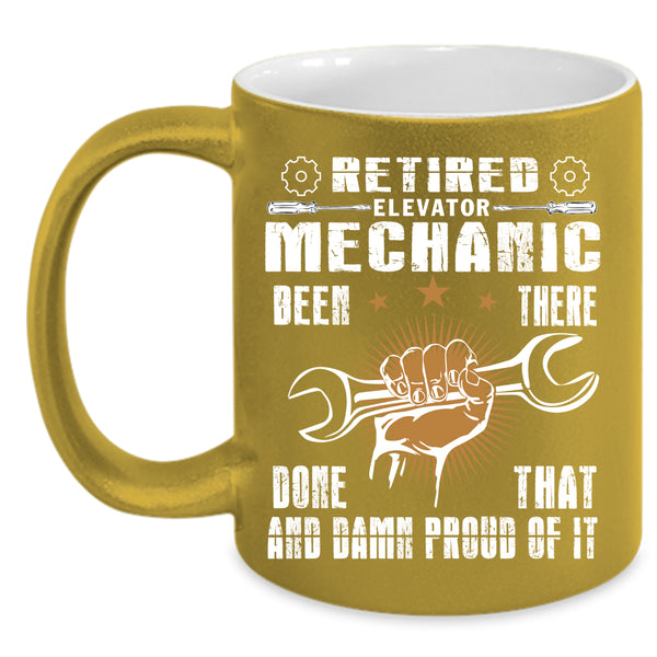 Retired Elevator Mechanic Coffee Mug, Cool Retirement Coffee Cup