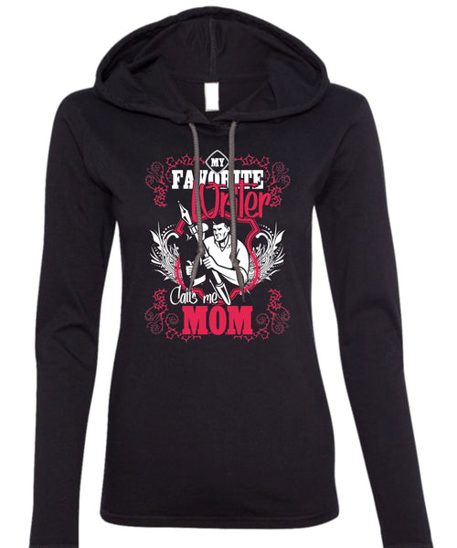 My Favorite Writer T Shirt, Calls Me Mom T Shirt (Anvil Ladies Ringspun Hooded)