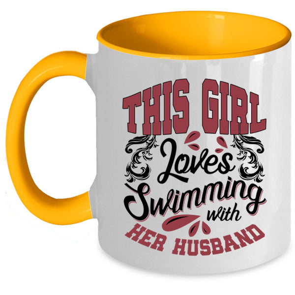 Couple Coffee Mug, This Girl Loves Swimming With Her Husband Accent Mug