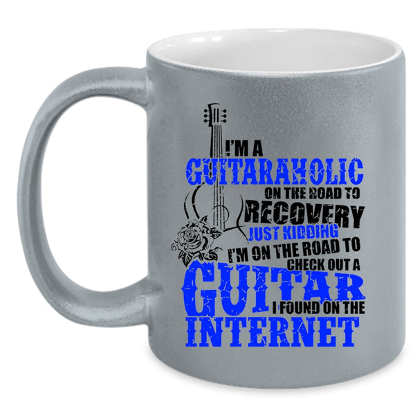 Funny Gift For Guitarist Coffee Mug, I'm A Guitaraholic Accent Mug