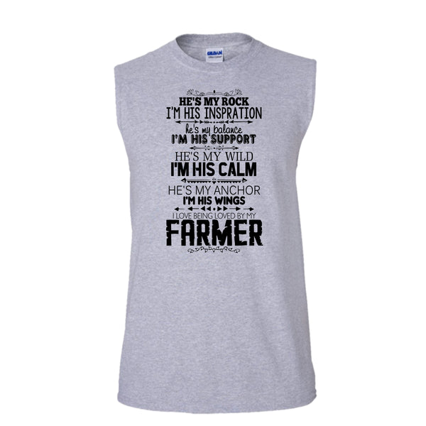 He Is My Rock T Shirt, Coolest Farmer T Shirt, Awesome t-shirts (Men's Cotton Sleeveless)