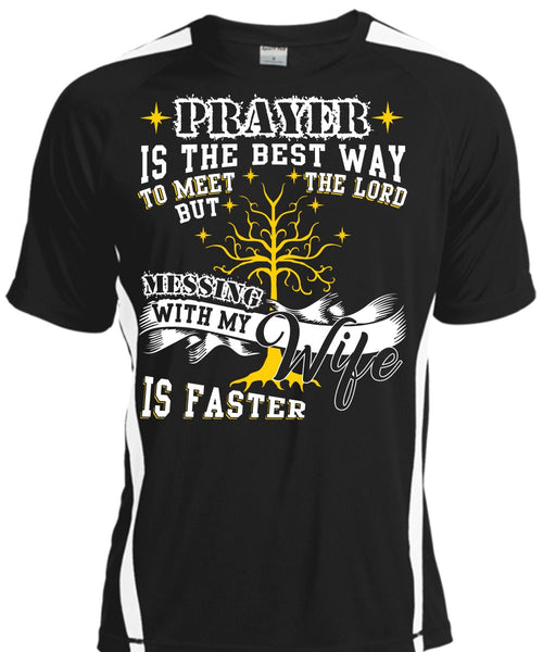 A black t-shirt with the shopify logo