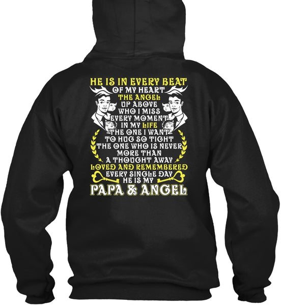 He Is In Every Beat Of My Heart T Shirt, Papa And Angel T Shirt
