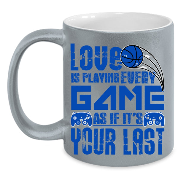 Funny Gift For Gamers Coffee Mug, Love Is Playing Every Game Accent Mug