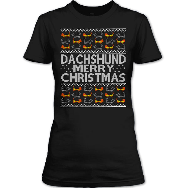 Dachshund Merry Christmas T Shirt, Coolest Dachshund T Shirt