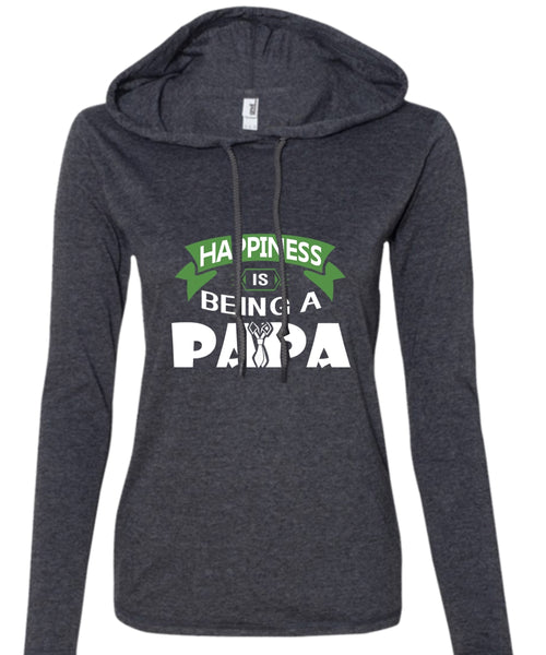 Happiness Is Being A Papa T Shirt, Being A Papa T Shirt, Father's Day T Shirt (Anvil Ladies Ringspun Hooded)