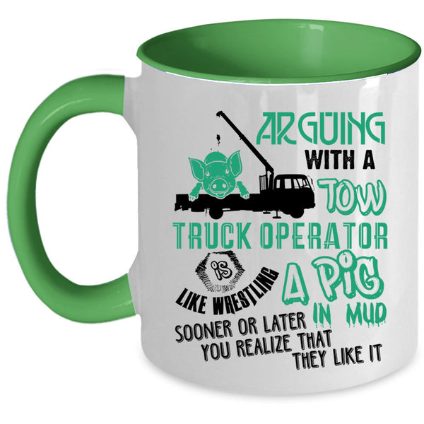 Cool Gift For Trucker Coffee Mug, Tow Truck Operator Accent Mug