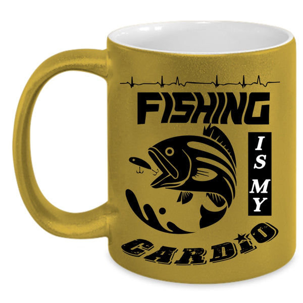 Awesome Fisher Coffee Mug, Fishing Is My Cardio Accent Mug