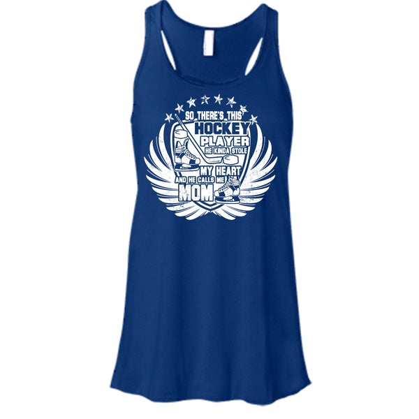There's This Hockey Player T Shirt, He Calls Me Mom Tank Top