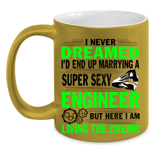 Just Married Coffee Mug, I'd End Up Marrying An Engineer Accent Mug