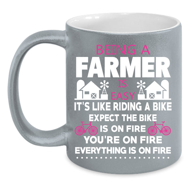 Being A Farmer Is Easy Coffee Mug, Cool Farmer Coffee Cup