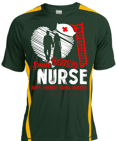 Professional Smile Loving Nurse T Shirt, Happy Friendly Caring Educated T Shirt, Cool Shirt