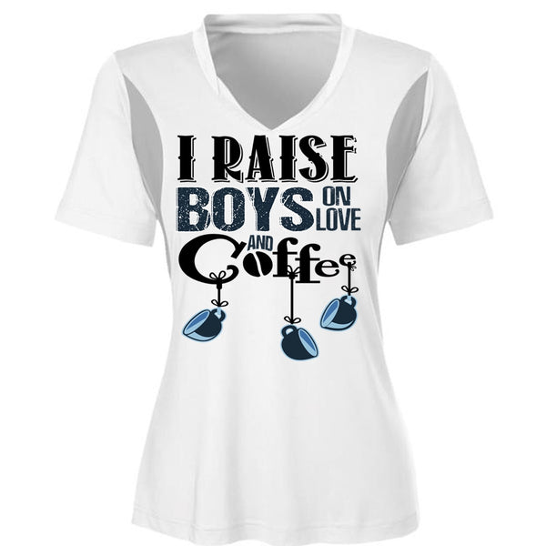 I Raise Boys On Love Ans Coffee T Shirt, I Love Coffee T Shirt, Awesome T-Shirts