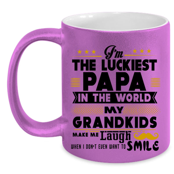 My Grandkids Make Me Laugh Coffee Mug, I'm The Luckiest Papa In The World Accent Mug