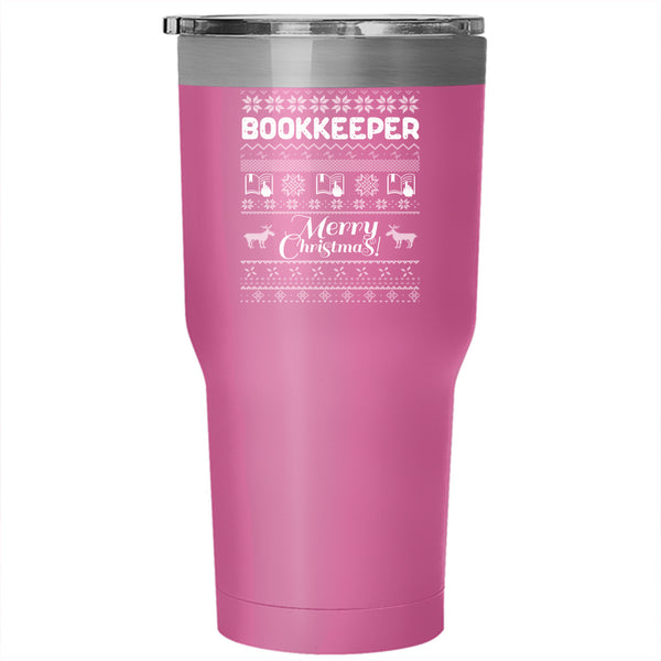 Bookkeeper Tumbler 30 oz Stainless Steel, Merry Christmas Travel Mug
