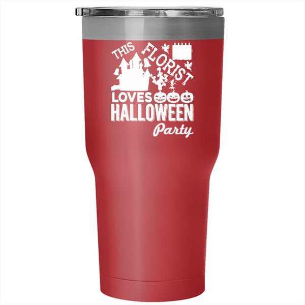 This Florist Loves Halloween Party Tumbler 30 oz Stainless Steel, Cute Florist Travel Mug