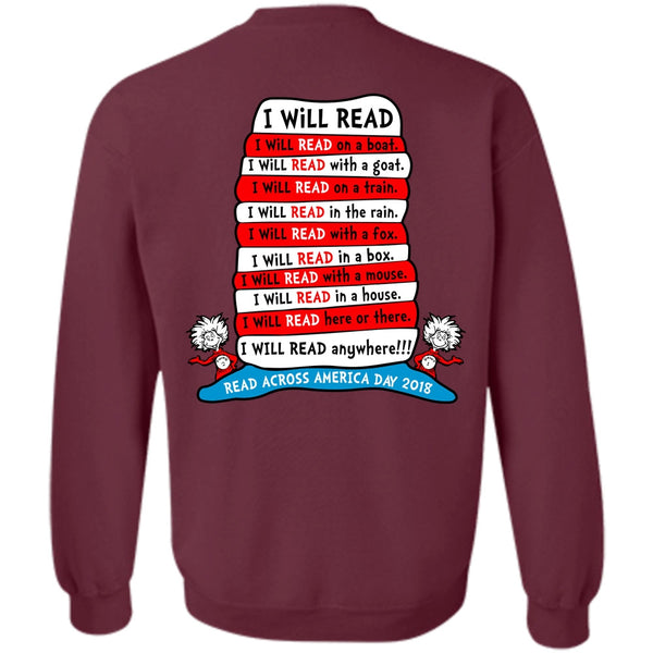 The Cat in the Hat T Shirt, I Will Read Anywhere T Shirt, Read Across America Day 2018 Sweatshirt
