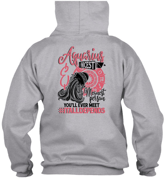 Aquarius Nicest Meanest Person T Shirt, I Love Aquarius T Shirt