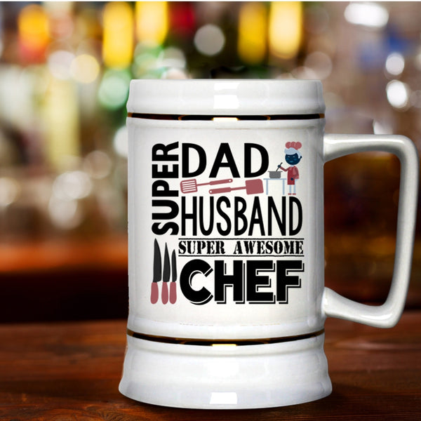 Awesome Chef Beer Stein 22oz, Dad And Husband Beer Mug