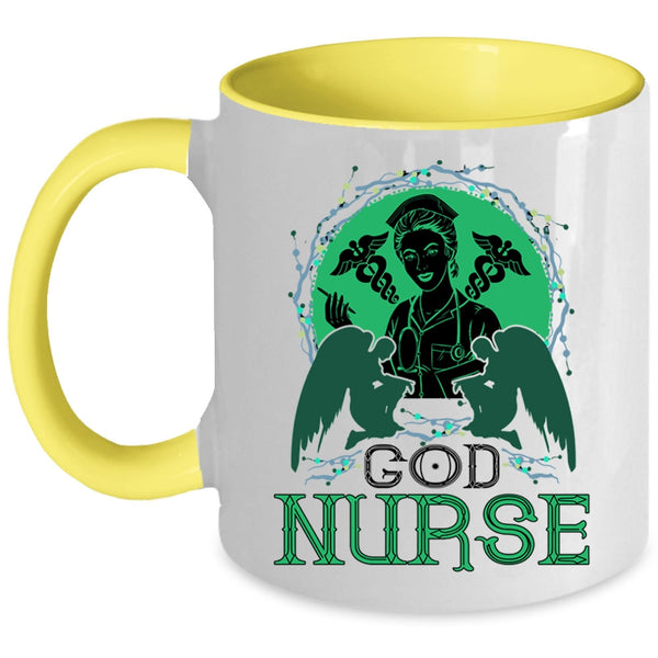 Cute Gift For Nurses Coffee Mug, God Nurse Accent Mug