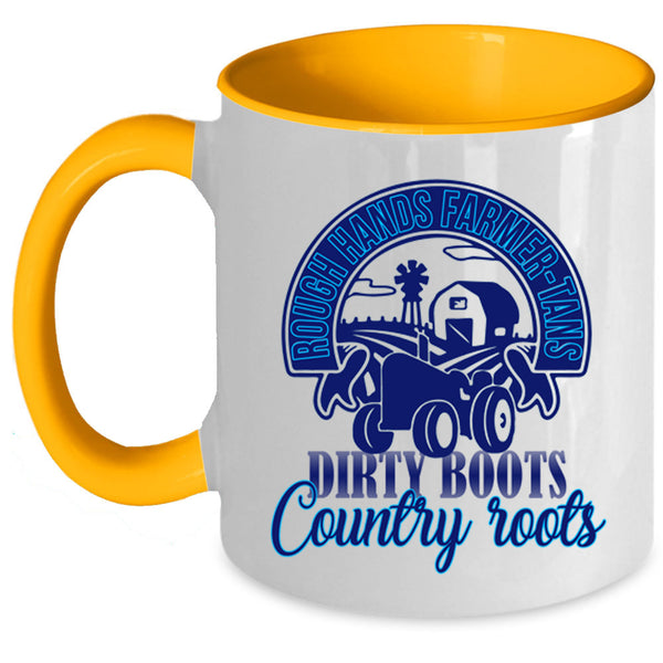 Dirt Boots Coffee Mug, Rough Hands Farmer Tans Accent Mug