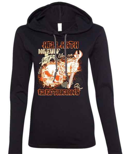Like An Electrician's Girl T Shirt, Being An Electrician T Shirt (Anvil Ladies Ringspun Hooded)