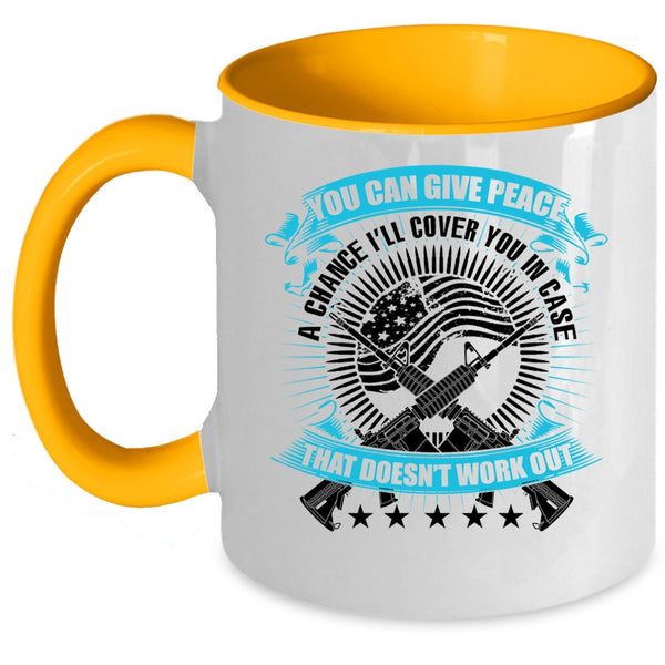 Cool Veterans Coffee Mug, You Can Give Peace A Chance Accent Mug